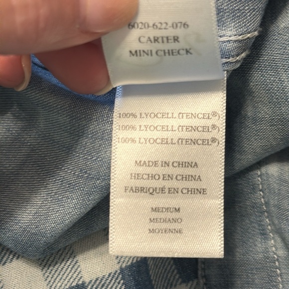 Rails Womens Carter Button Down Shirt Blue Mini Check Sz Medium Coastal Cowgirl - Picture 8 of 10